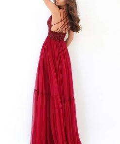 Formal Gowns Tarik Ediz - 93866 Strappy Bead Embellished A-Line Dress 8 Formal Gowns Tarik Ediz - 93866 Strappy Bead Embellished A-Line Dress