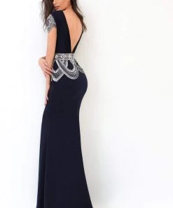 Formal Gowns Tarik Ediz - 93871 Ruched Plunging V-Neck Sheath Dress 12 Formal Gowns Tarik Ediz - 93871 Ruched Plunging V-Neck Sheath Dress