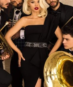 Tarik Ediz - 93893 Jewel Embellished Waist One Shoulder Evening Gown