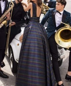 Tarik Ediz - 93910 Deep V-neck Ballgown With Bow Accent Formal Gowns