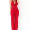 Plus Size Dresses Tarik Ediz - 93914 Beaded Deep V-neck Jumpsuit