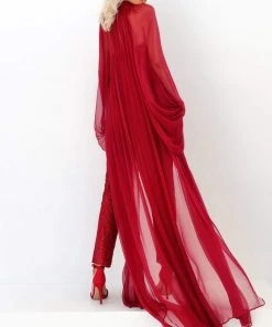 Plus Size Dresses Tarik Ediz - 93916 Strapless Lace Jumpsuit With Chiffon Overlay