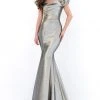Tarik Ediz - 93933 Puffed Cap Sleeve Metallic Long Mermaid Gown Formal Gowns