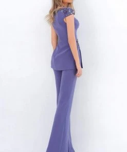 Tarik Ediz - 93934 Embellished Bateau Jumpsuit