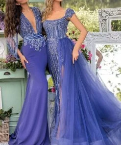 Tarik Ediz - 93935 Embellished Deep V-neck Sheath Dress Formal Gowns 17 Tarik Ediz - 93935 Embellished Deep V-neck Sheath Dress Formal Gowns