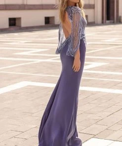 Tarik Ediz - 93935 Embellished Deep V-neck Sheath Dress Formal Gowns 14 Tarik Ediz - 93935 Embellished Deep V-neck Sheath Dress Formal Gowns