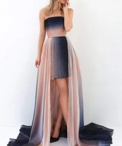 Formal Gowns Tarik Ediz - 93945 Strapless Ruched High Low Dress
