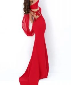 Tarik Ediz - 93951 Asymmetrical Illusion Back Sheath Dress 12 Tarik Ediz - 93951 Asymmetrical Illusion Back Sheath Dress