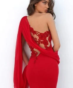 Tarik Ediz - 93951 Asymmetrical Illusion Back Sheath Dress 13 Tarik Ediz - 93951 Asymmetrical Illusion Back Sheath Dress