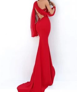 Tarik Ediz - 93951 Asymmetrical Illusion Back Sheath Dress