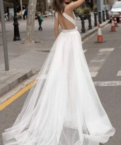 Formal Gowns Tarik Ediz - 93953 Plunging V-Neck Bow Evening Gown 7 Formal Gowns Tarik Ediz - 93953 Plunging V-Neck Bow Evening Gown