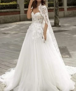 Formal Gowns Tarik Ediz - 93966P Lace Embroidered Cape