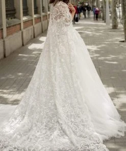 Formal Gowns Tarik Ediz - 93966P Lace Embroidered Cape