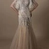 Formal Gowns Tarik Ediz - 96021 Illusion Jewel Neck Evening Gown - 1 Pc Stone In Size 6 Available