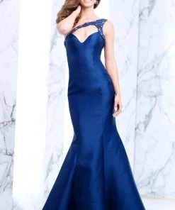 Tarik Ediz - Asymmetric Neck Mermaid Dress 50106