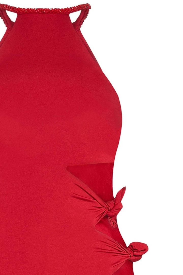 Formal Gowns Tarik Ediz - Beaded Halter Neck Dress 50025 8 Formal Gowns Tarik Ediz - Beaded Halter Neck Dress 50025