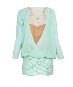 Cocktail Dresses Tarik Ediz - Beaded Illusion Jewel Neck Dress 90372