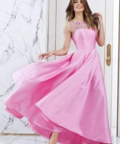 Formal Gowns Tarik Ediz - Beaded Jewel Neck A-line Dress 50012