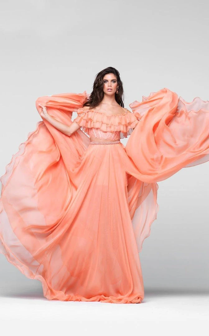 Formal Gowns Tarik Ediz - Beaded Off The Shoulder A-line Dress 50064 6 Formal Gowns Tarik Ediz - Beaded Off The Shoulder A-line Dress 50064