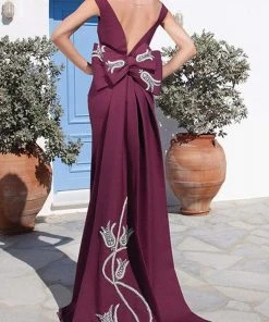 Formal Gowns Tarik Ediz - Beaded Scoop Neck Dress 92615
