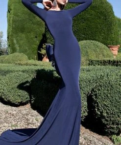 Formal Gowns Tarik Ediz - Bow Accented Gown 92563
