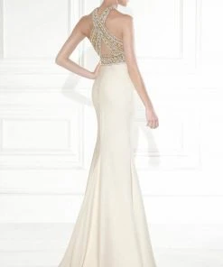 Formal Gowns Tarik Ediz Embellished Crisscross Halter Strap Gown 92530 - 1 Pc Orange In Size 12 Available