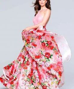 Formal Gowns Tarik Ediz - Embellished Halter Neck Long Dress 50096