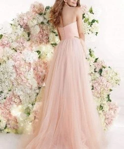 Tarik Ediz - Embellished Illusion Jewel Neck Gown 92322