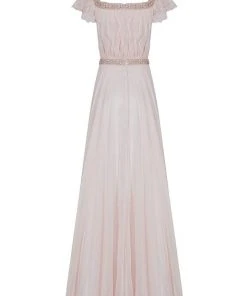 Tarik Ediz - Embellished Off-The-Shoulder Neck Dress 50099