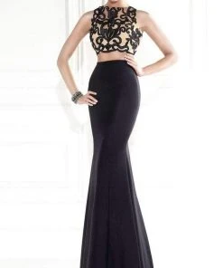 Tarik Ediz - Embroidered Crop Top Two-Piece Gown 92564 Formal Gowns