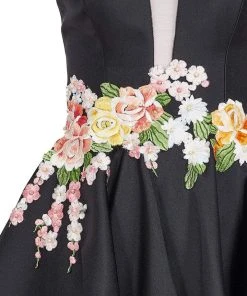 Cocktail Dresses Tarik Ediz - Floral Accented A-line Dress 50067 14 Cocktail Dresses Tarik Ediz - Floral Accented A-line Dress 50067