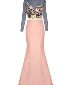 Formal Gowns Tarik Ediz - Floral Accented Mermaid Dress 50004 17 Formal Gowns Tarik Ediz - Floral Accented Mermaid Dress 50004