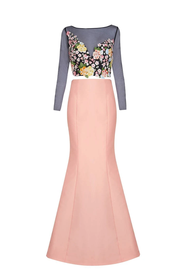 Formal Gowns Tarik Ediz - Floral Accented Mermaid Dress 50004 9 Formal Gowns Tarik Ediz - Floral Accented Mermaid Dress 50004