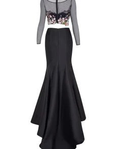 Formal Gowns Tarik Ediz - Floral Accented Mermaid Dress 50004 15 Formal Gowns Tarik Ediz - Floral Accented Mermaid Dress 50004