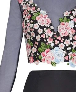 Formal Gowns Tarik Ediz - Floral Accented Mermaid Dress 50004 16 Formal Gowns Tarik Ediz - Floral Accented Mermaid Dress 50004