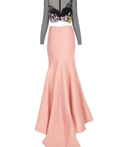 Formal Gowns Tarik Ediz - Floral Accented Mermaid Dress 50004 19 Formal Gowns Tarik Ediz - Floral Accented Mermaid Dress 50004