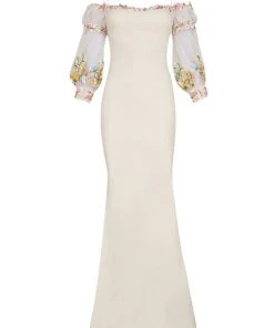 Tarik Ediz - Floral Accented Sheath Dress 50001 Formal Gowns 15 Tarik Ediz - Floral Accented Sheath Dress 50001 Formal Gowns