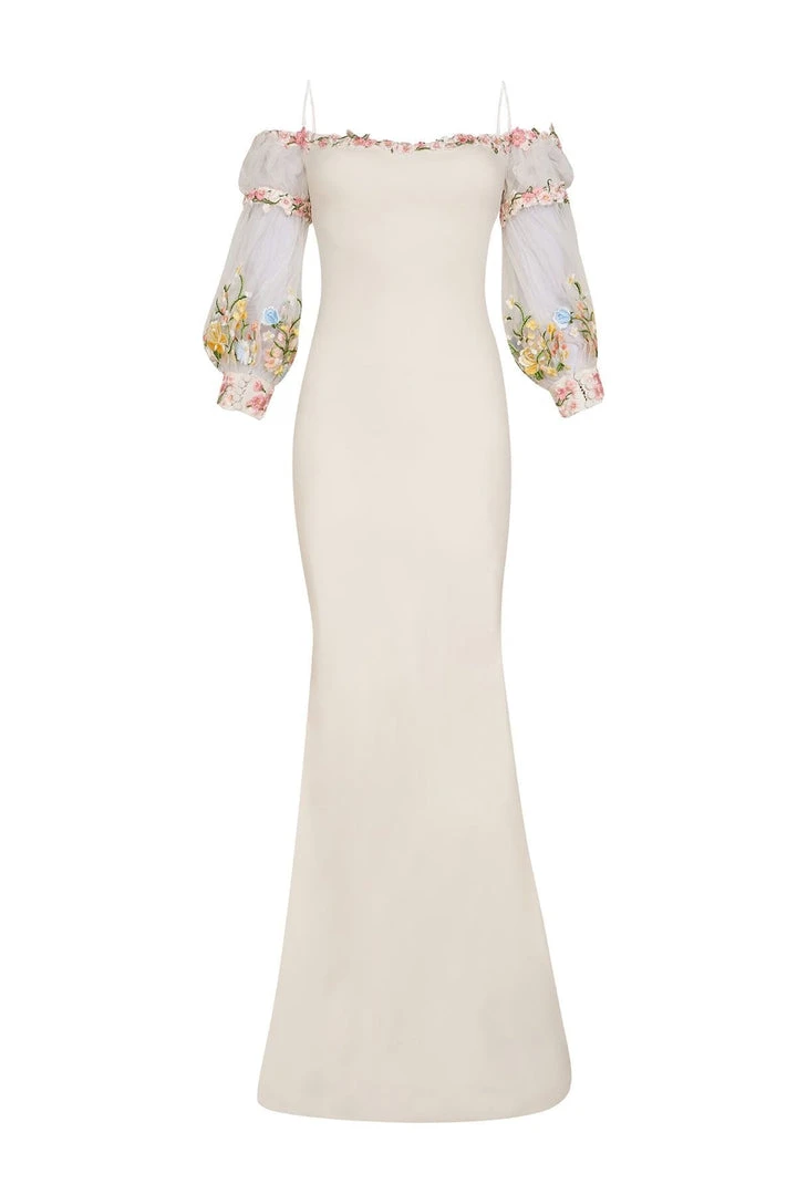 Tarik Ediz - Floral Accented Sheath Dress 50001 Formal Gowns 8 Tarik Ediz - Floral Accented Sheath Dress 50001 Formal Gowns