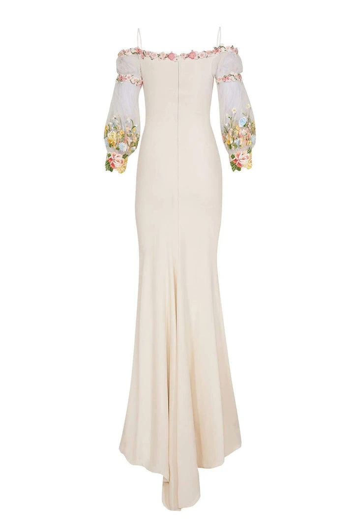 Tarik Ediz - Floral Accented Sheath Dress 50001 Formal Gowns 10 Tarik Ediz - Floral Accented Sheath Dress 50001 Formal Gowns