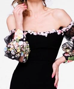 Tarik Ediz - Floral Accented Sheath Dress 50001 Formal Gowns 11 Tarik Ediz - Floral Accented Sheath Dress 50001 Formal Gowns