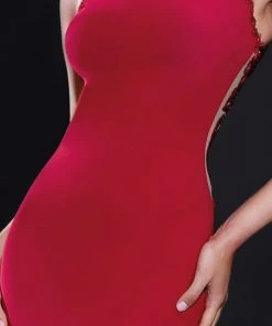 Tarik Ediz - Floral Beaded Back Details Svelte Gown 92546