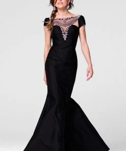 Tarik Ediz - Floral Crystal Accented Mermaid Gown 50019