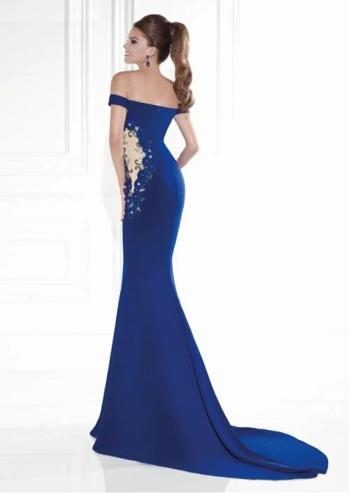 Formal Gowns Tarik Ediz - Floral Embellished Off-the-Shoulder Gown 92572 5 Formal Gowns Tarik Ediz - Floral Embellished Off-the-Shoulder Gown 92572