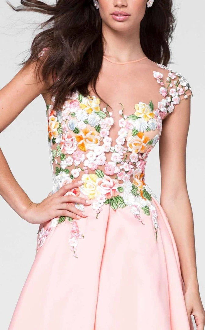 Tarik Ediz - Floral Embroidered A-line Dress 50068 7 Tarik Ediz - Floral Embroidered A-line Dress 50068