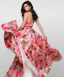 Tarik Ediz - Floral Print Long Dress 50095 Formal Gowns
