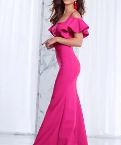 Formal Gowns Tarik Ediz - Fluttery Cold Shoulder Gown 50044 13 Formal Gowns Tarik Ediz - Fluttery Cold Shoulder Gown 50044