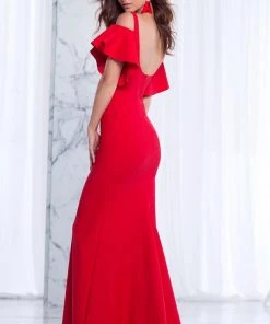 Formal Gowns Tarik Ediz - Fluttery Cold Shoulder Gown 50044 9 Formal Gowns Tarik Ediz - Fluttery Cold Shoulder Gown 50044