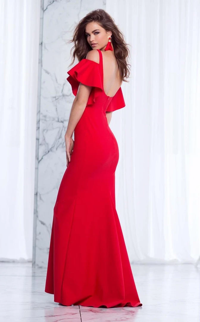 Formal Gowns Tarik Ediz - Fluttery Cold Shoulder Gown 50044 4 Formal Gowns Tarik Ediz - Fluttery Cold Shoulder Gown 50044