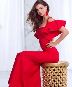 Formal Gowns Tarik Ediz - Fluttery Cold Shoulder Gown 50044 12 Formal Gowns Tarik Ediz - Fluttery Cold Shoulder Gown 50044