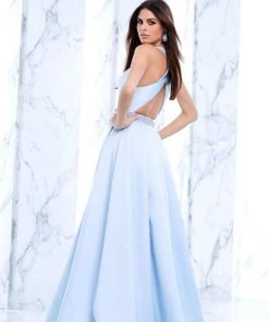 Tarik Ediz - Halter Neck A-line Dress 50100